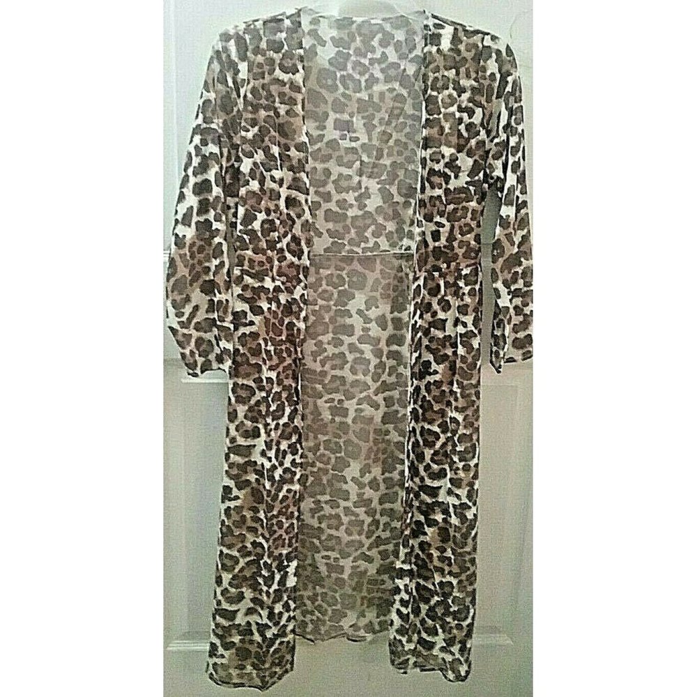 LEO ROSI Long Sleeve Leopard Kimono Cardigan